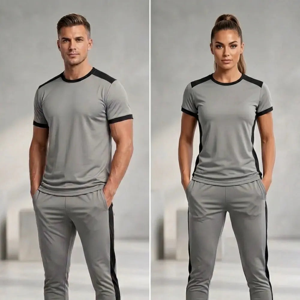 SAFSON Grey Dry-Fit Unisex Tracksuit | Men's & Women's Quick-Dry Gym & Athletic Suit