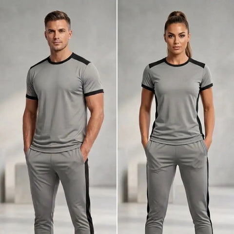SAFSON Grey Dry-Fit Unisex Tracksuit | Men's & Women's Quick-Dry Gym & Athletic Suit
